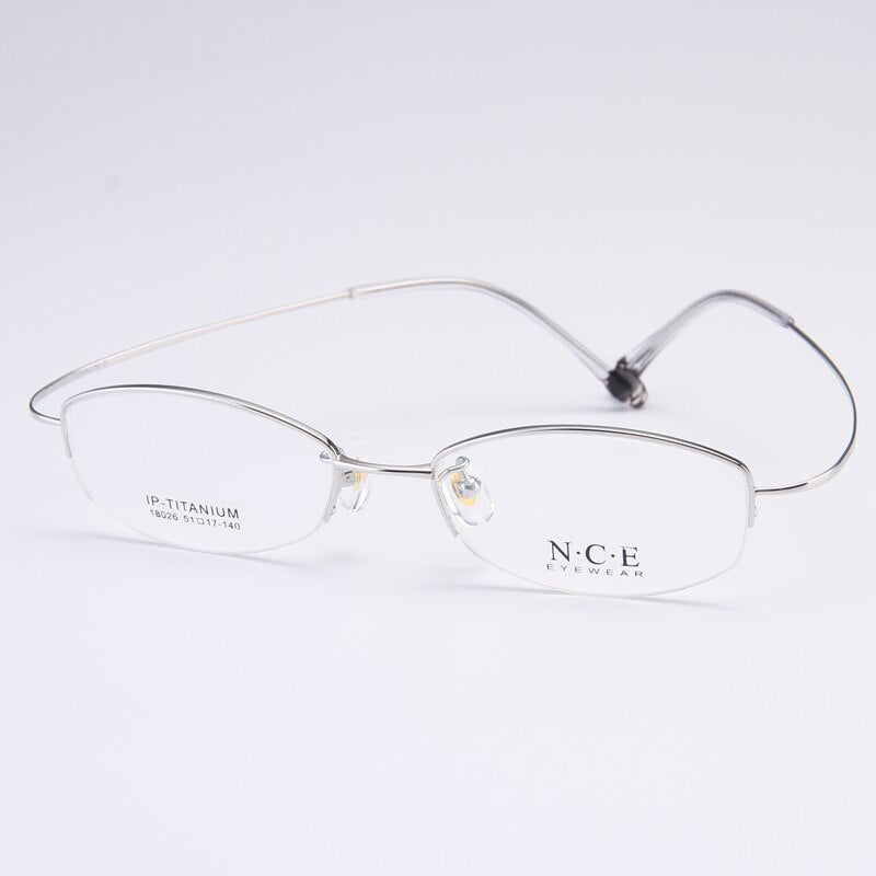 Bclear Women's Semi Rim Titanium Oval Eyeglasses Sc18026 Semi Rim Bclear Silver