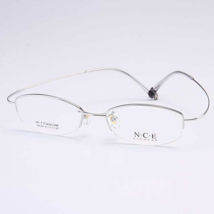 Bclear Women's Semi Rim Titanium Oval Eyeglasses Sc18026 Semi Rim Bclear Silver