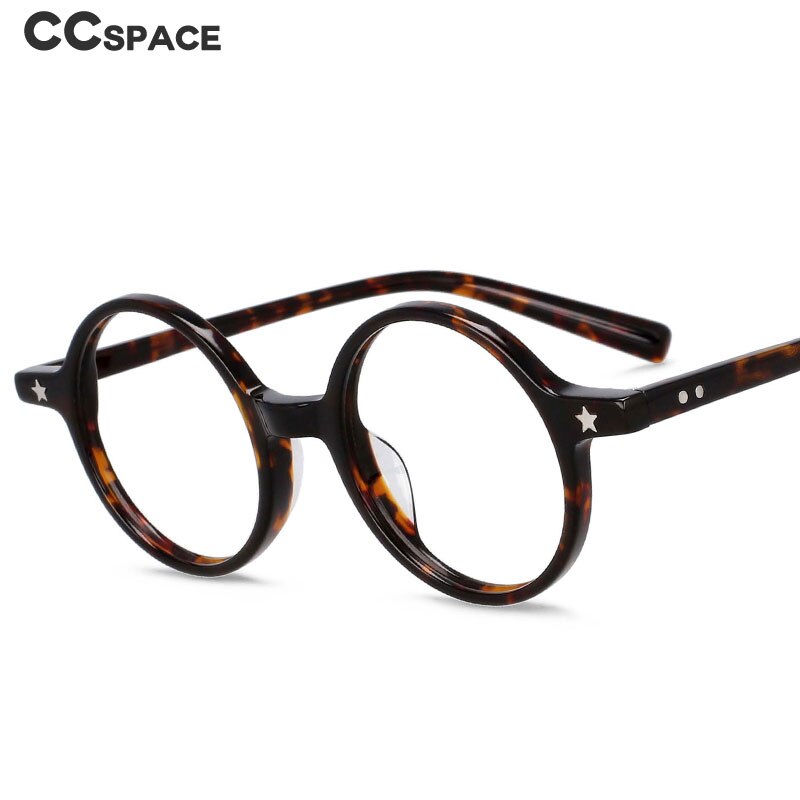 CCspace Unisex Full Rim Round Acetate Frame Eyeglasses 49424 Full Rim CCspace
