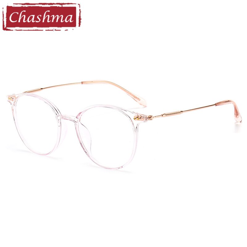 Chashma Unisex TR 90 Titanium Round Full Rim Frame Eyeglasses 90045 Full Rim Chashma Transparent Pink