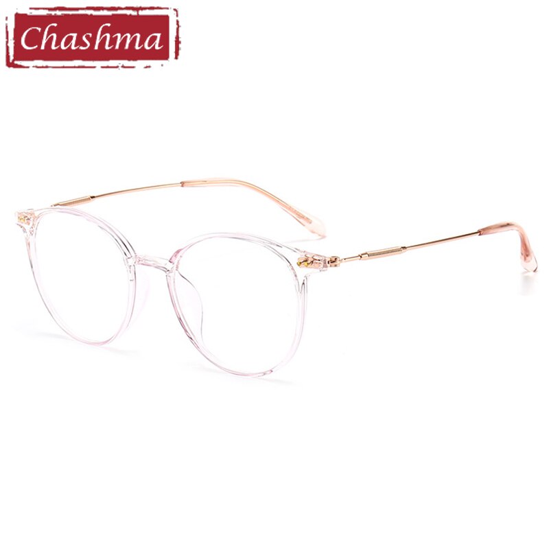 Chashma Unisex TR 90 Titanium Round Full Rim Frame Eyeglasses 90045 Full Rim Chashma Transparent Pink  
