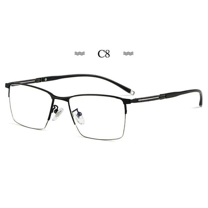 Hotochki Men's Full Rim Square Tr 90 Titanium Frame Eyeglasses T8602t Full Rim Hotochki Khaki