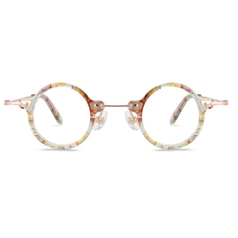 CCspace Unisex Full Rim Small Round Acetate Titanium Eyeglasses 55324 Full Rim CCspace C4LightGreen China