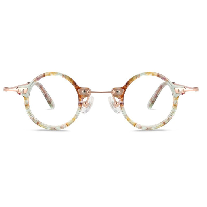 CCspace Unisex Full Rim Small Round Acetate Titanium Eyeglasses 55324 Full Rim CCspace C4LightGreen China