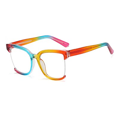 Ralferty Women's  Semi Rim Square Oversized Tr 90 Acetate Eyeglasses Semi Rim Ralferty C4 Colorful China