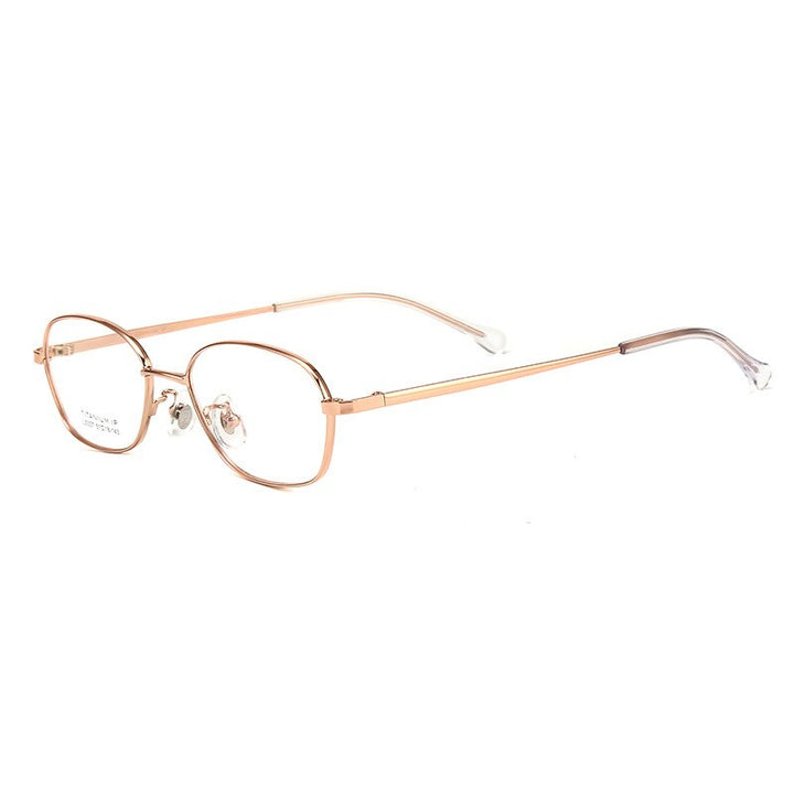 Bclear Unisex Full Rim Small Oval Titanium Frame Eyeglasses Lb5337 Full Rim Bclear Rose gold