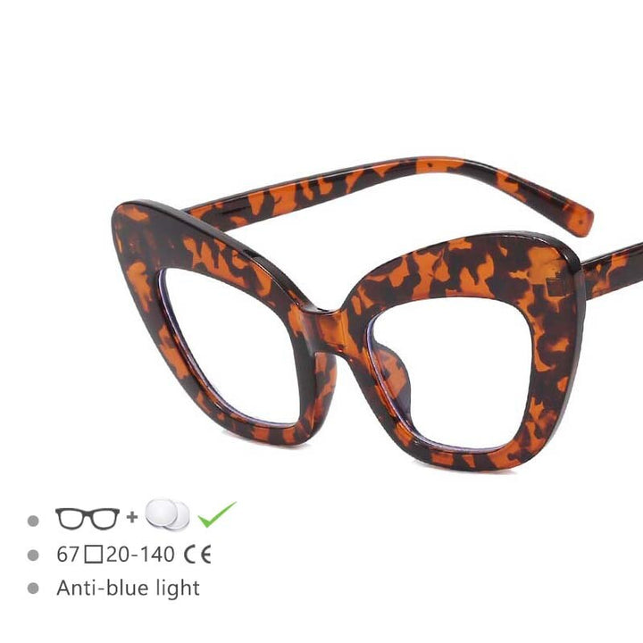 CCspace Women's Full Rim Oversized Cat Eye Acetate Frame Eyeglasses 54531 Full Rim CCspace Leopard China