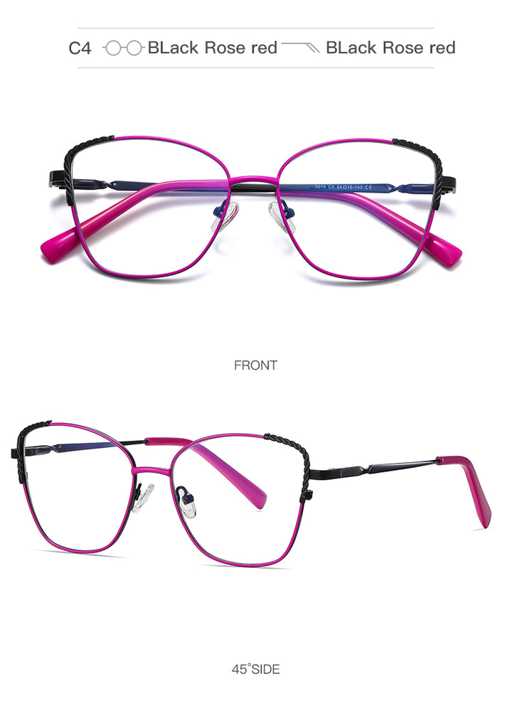 Hdcrafter Women's Full Rim Alloy Cat Eye Frame Eyeglasses 3014 Full Rim Hdcrafter Eyeglasses