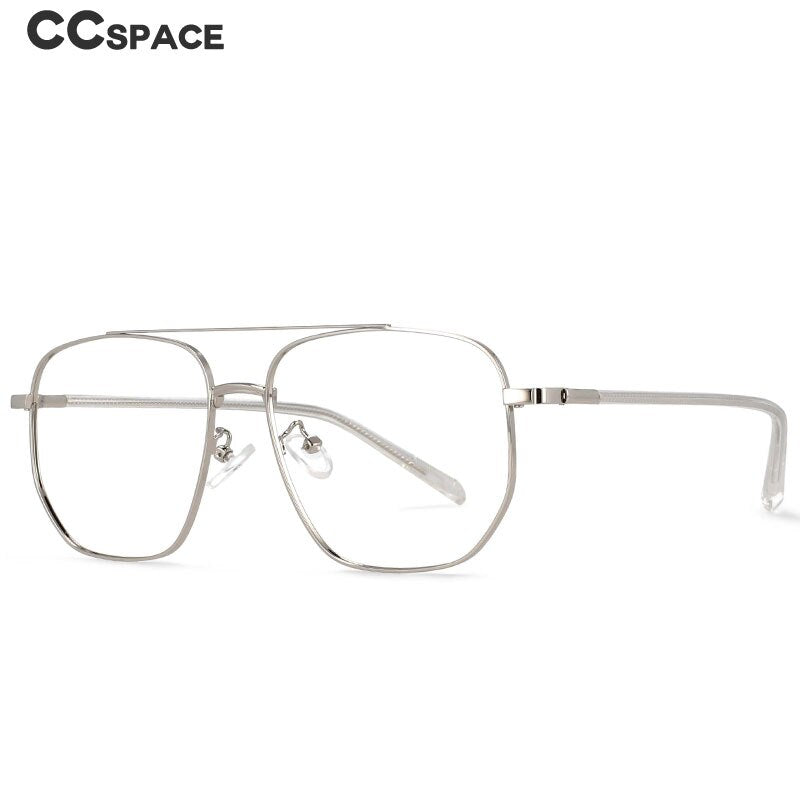 CCspace Unisex Full Rim Oversized Double Bridge Square Alloy Frame Eyeglasses 54596 Full Rim CCspace