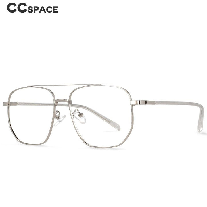 CCspace Unisex Full Rim Oversized Double Bridge Square Alloy Frame Eyeglasses 54596 Full Rim CCspace