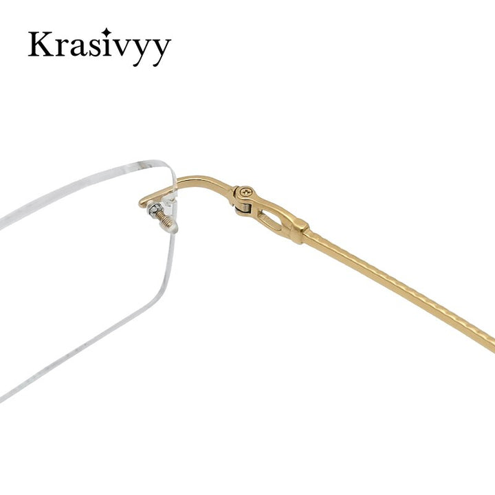 Krasivyy Unisex Rimless Square Titanium Eyeglasses Kr8661 Rimless Krasivyy