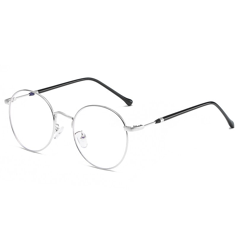 Reven Jate Unisex Full Rim Round Alloy Eyeglasses 1912 Full Rim Reven Jate silver