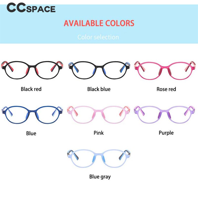 CCspace Unisex Youth Full Rim Round Silicone Eyeglasses 54674 Full Rim CCspace