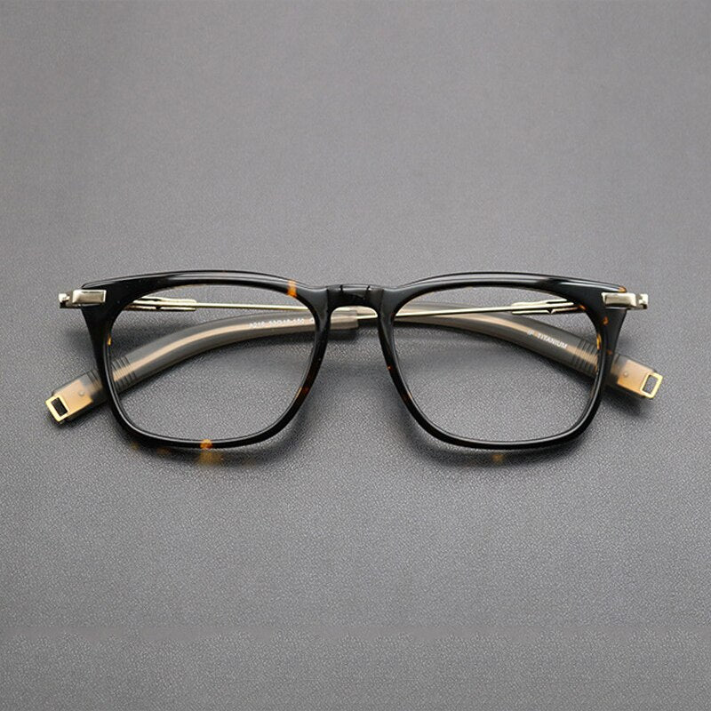 Gatenac Unisex Full Rim Square Titanium Acetate Frame Eyeglasses Gxyj768 Full Rim Gatenac Tortoise