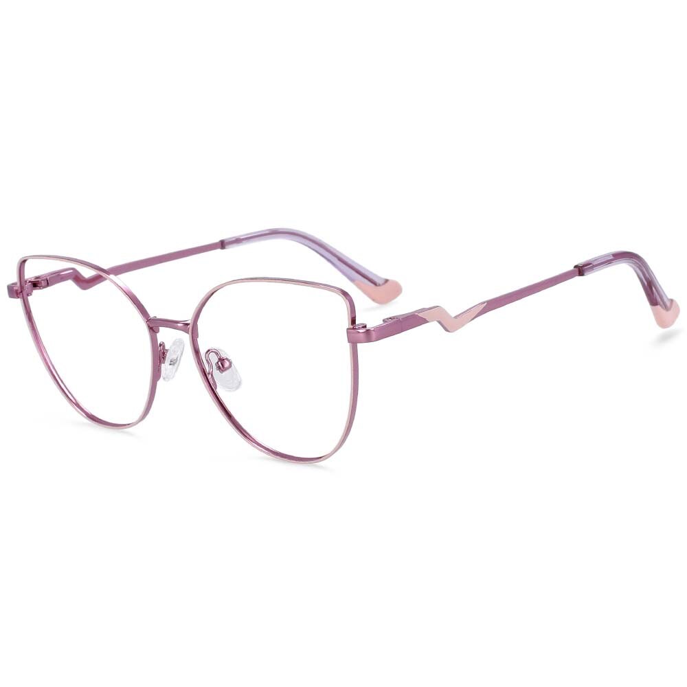 CCspace Women's Full Rim Cat Eye Alloy Frame Eyeglasses 54317 Full Rim CCspace China pink-Purple