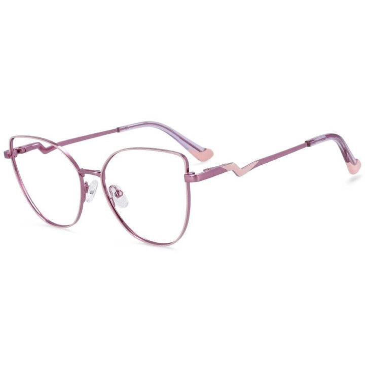 CCspace Women's Full Rim Cat Eye Alloy Frame Eyeglasses 54317 Full Rim CCspace China pink-Purple