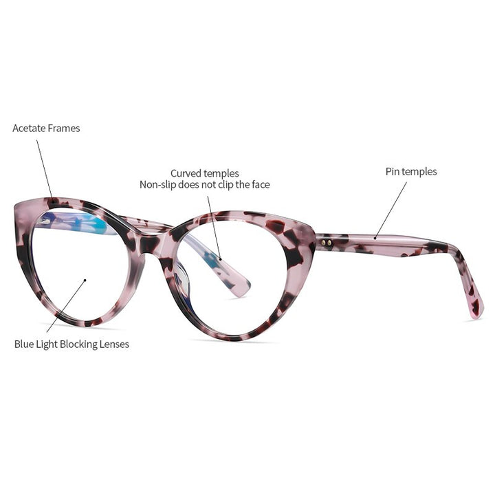 Zirosat Women's Full Rim Cat Eye Acetate Eyeglasses 8816 Full Rim Zirosat