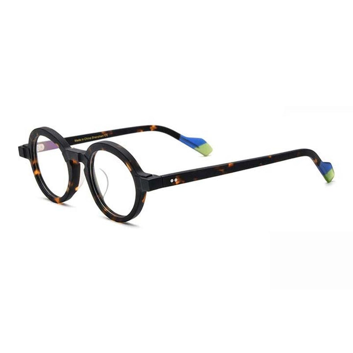 CCspace Unisex Full Rim Irregular Round Acetate Eyeglasses 54704 Full Rim CCspace Matte leopard China