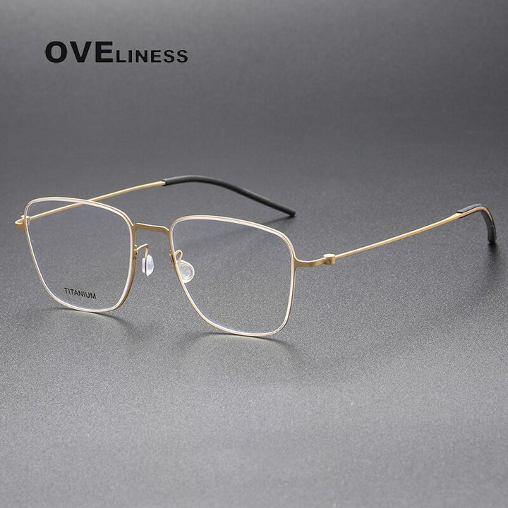 Oveliness Unisex Full Rim Square Titanium Eyeglasses 5506 Full Rim Oveliness gold