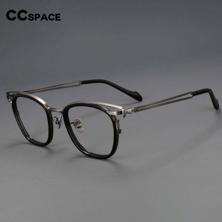 CCspace Unisex Full Rim Square Titanium Acetate Eyeglasses 55227 Full Rim CCspace
