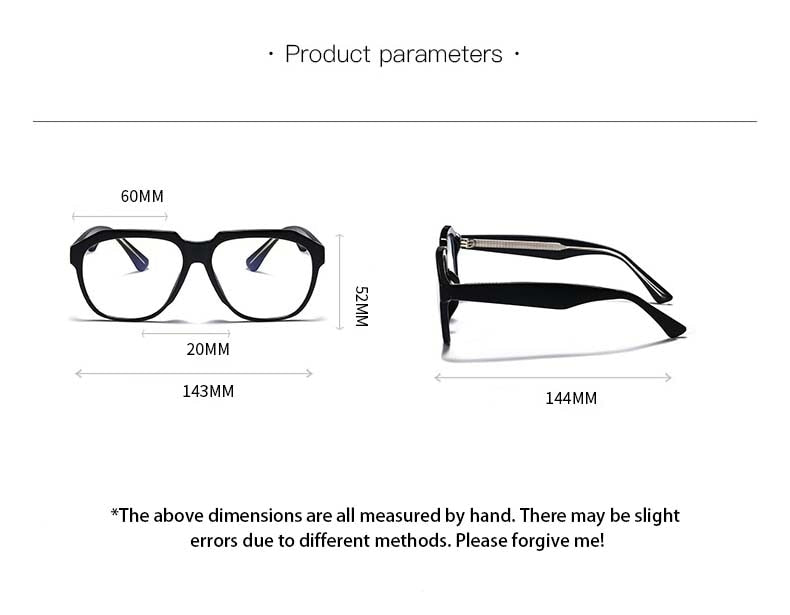 CCspace Unisex Full Rim Large Square Acetate Eyeglasses 55063 Full Rim CCspace