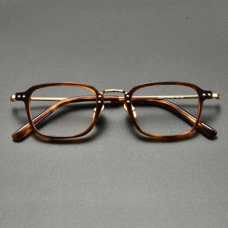 Gatenac Unisex Full Rim Square Titanium Acetate Eyeglasses Gxyj859 Full Rim Gatenac