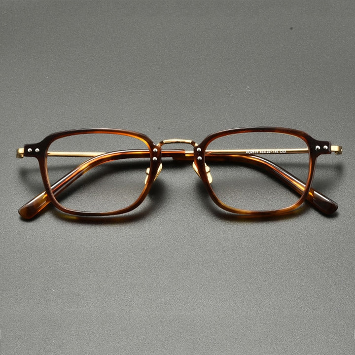 Gatenac Unisex Full Rim Square Titanium Acetate Eyeglasses Gxyj859 Full Rim Gatenac