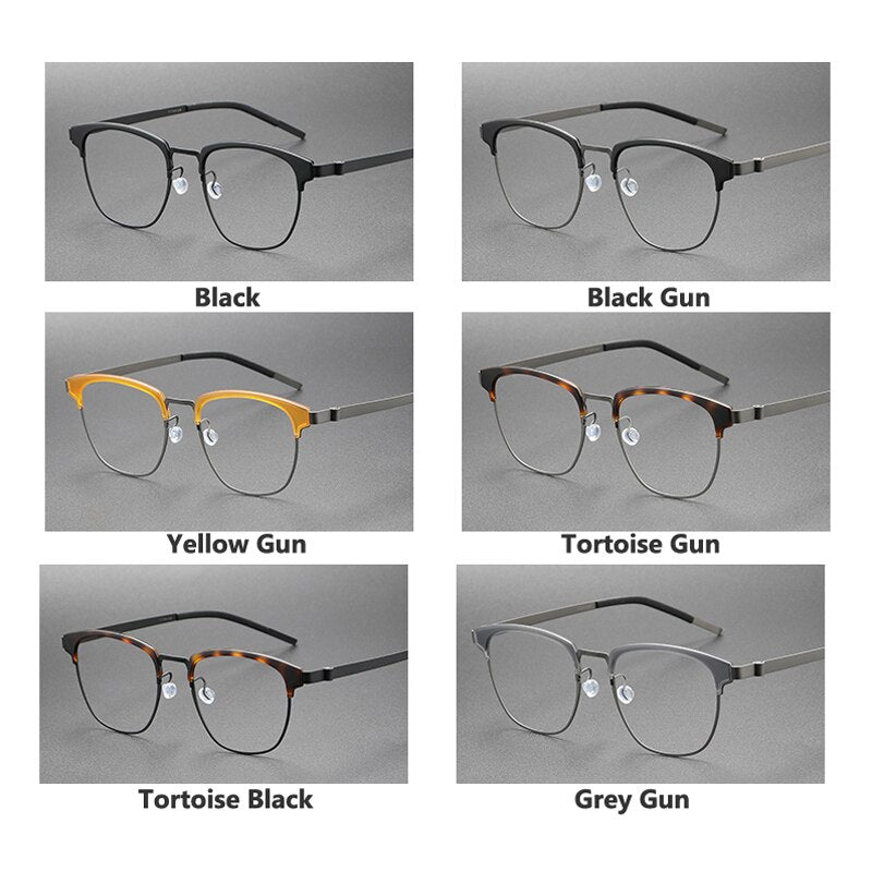 Oveliness Unisex Full Rim Square Acetate Titanium Eyeglasses 9849 Full Rim Oveliness