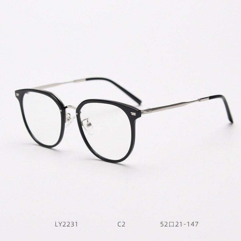 CCspace Unisex Full Rim Square Tr 90 Titanium Eyeglasses 55803 Full Rim CCspace BlackSilver China