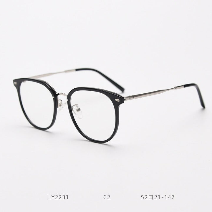 CCspace Unisex Full Rim Square Tr 90 Titanium Eyeglasses 55803 Full Rim CCspace BlackSilver China