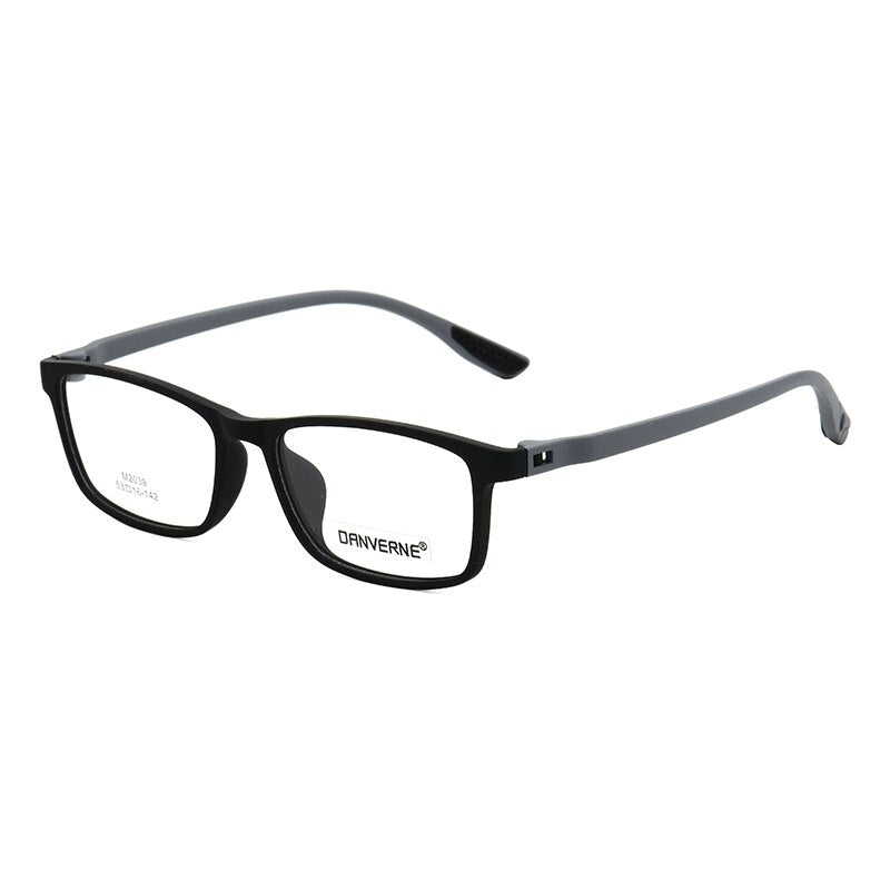 Zirosat Unisex Full Rim Square Ultem Frame Eyeglasses M2039 Full Rim Zirosat black-grey
