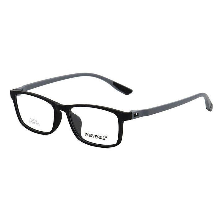 Zirosat Unisex Full Rim Square Ultem Frame Eyeglasses M2039 Full Rim Zirosat black-grey