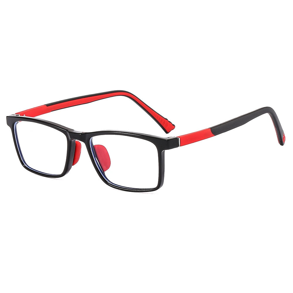 CCspace Unisex Youth Full Rim Square Silicone Eyeglasses 54670 Full Rim CCspace Black red China