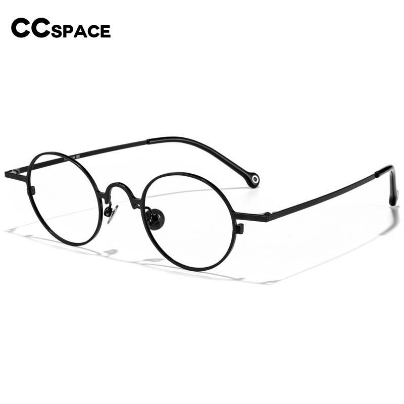 CCspace Unisex Full Rim Round Titanium Alloy Eyeglasses 54909 Full Rim CCspace