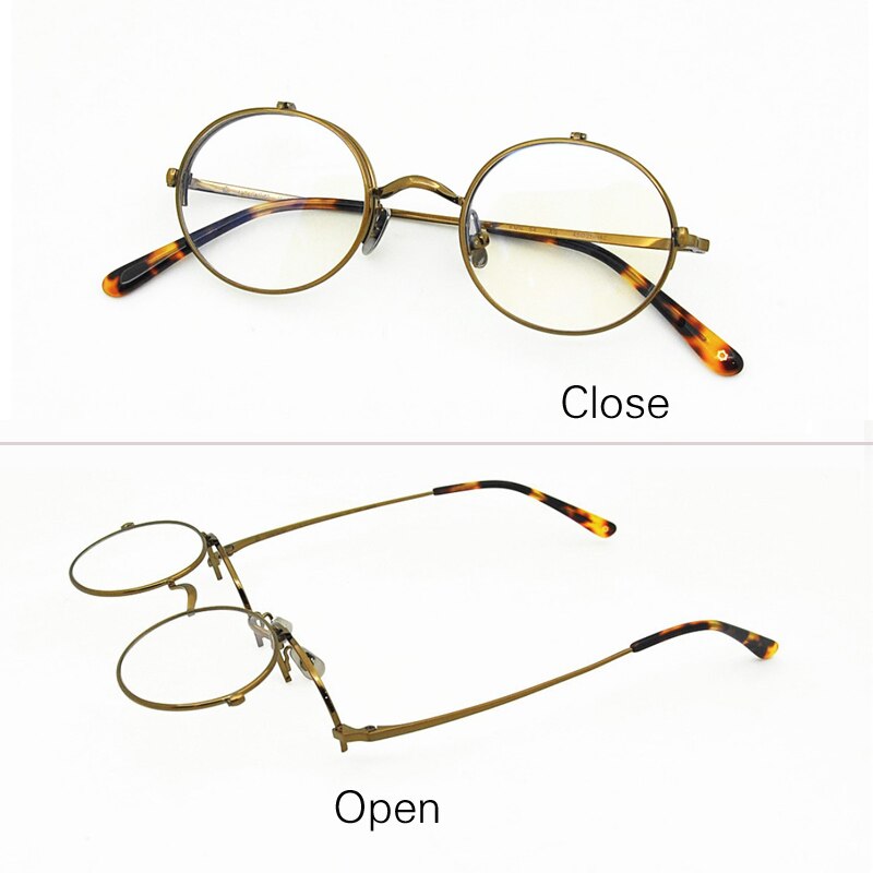 Yujo Unisex Full Rim Oval 45mm Titanium Flip Up Reading Glasses Reading Glasses Yujo