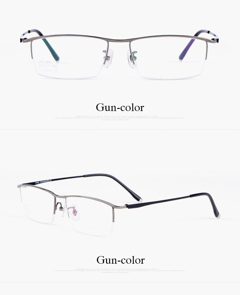 Hotochki Men's Semi Rim Titanium Alloy IP Plated Frame Eyeglasses J85148 Semi Rim Hotochki