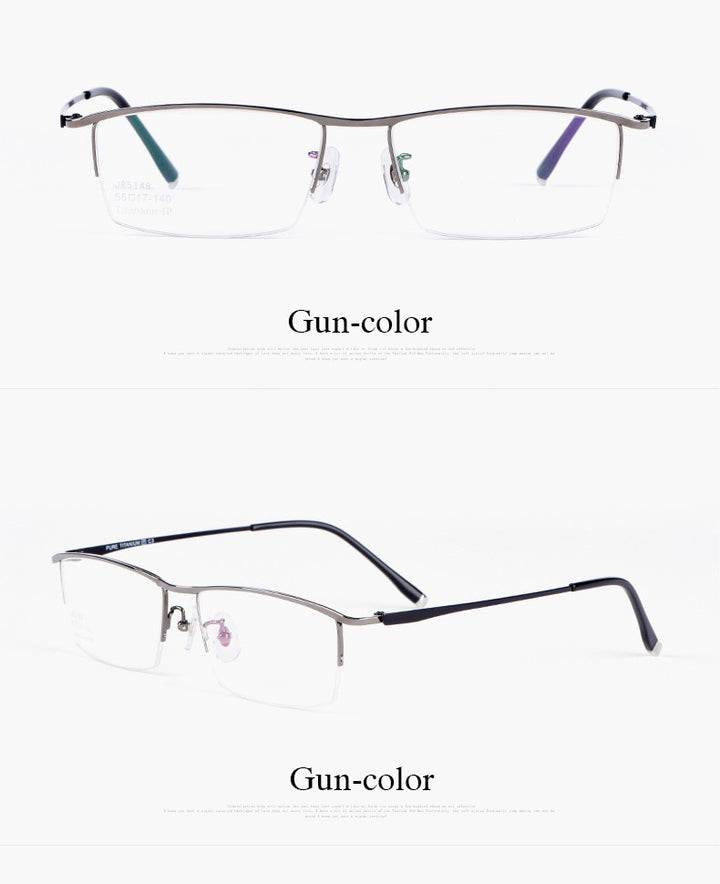 Hotochki Men's Semi Rim Titanium Alloy IP Plated Frame Eyeglasses J85148 Semi Rim Hotochki