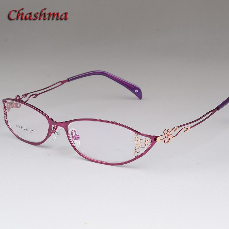 Chashma Women's Full Rim Cat Eye Stainless Steel Frame Eyeglasses 8107 Full Rim Chashma Purple  
