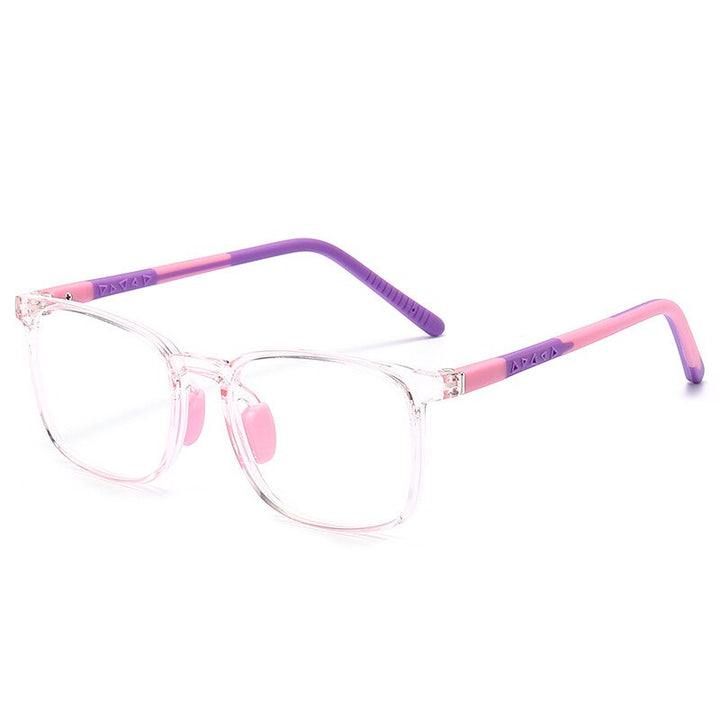 CCspace Unisex Youth Full Rim Square Silicone Eyeglasses 54671 Full Rim CCspace Pink purple China