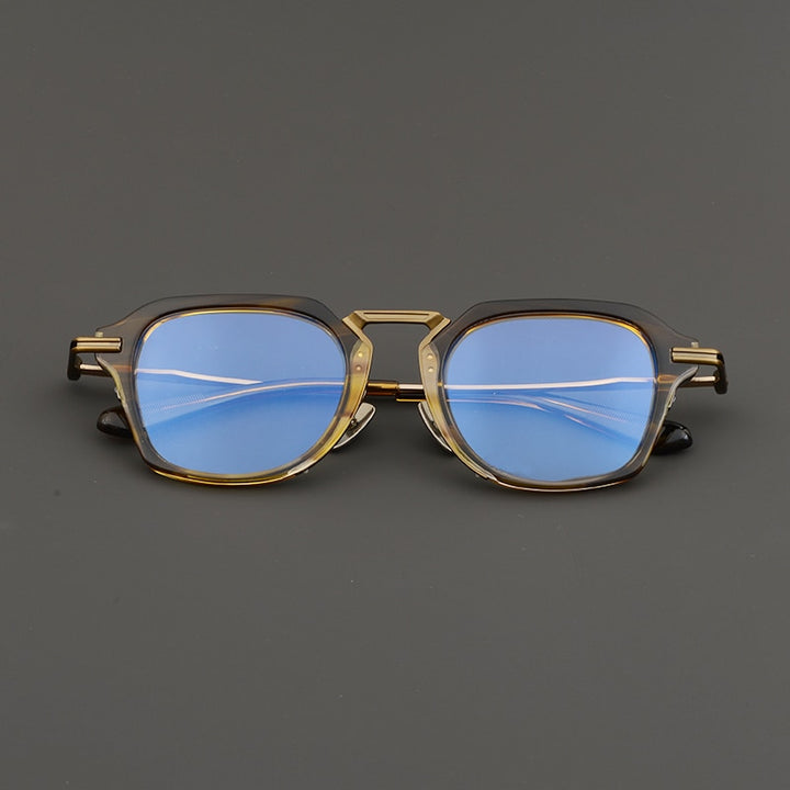 Gatenac Unisex Full Rim Round Square Acetate Titanium Eyeglasses Gxyj894 Full Rim Gatenac