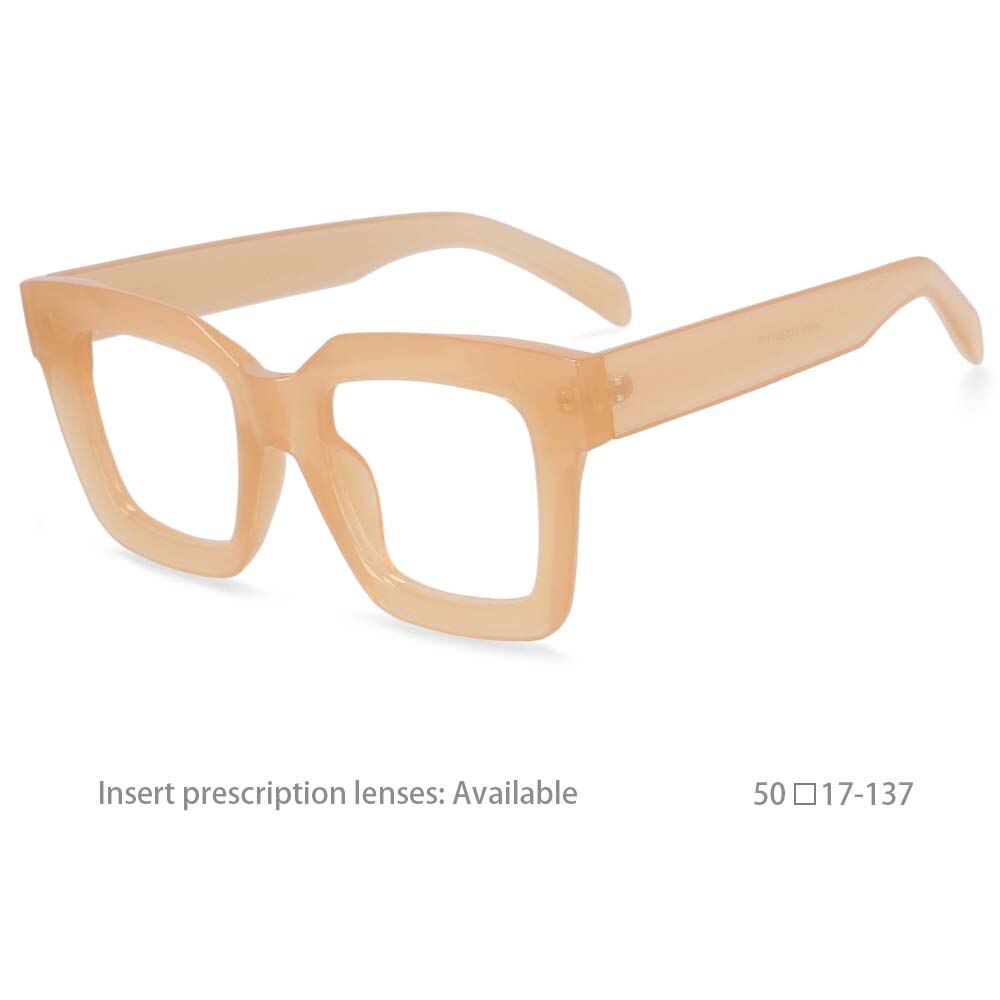 CCspace Unisex Oversized Square Resin Frame Eyeglasses 54406 Full Rim CCspace Champagne China