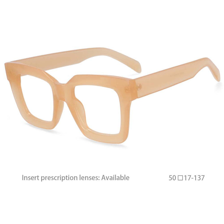 CCspace Unisex Oversized Square Resin Frame Eyeglasses 54406 Full Rim CCspace Champagne China