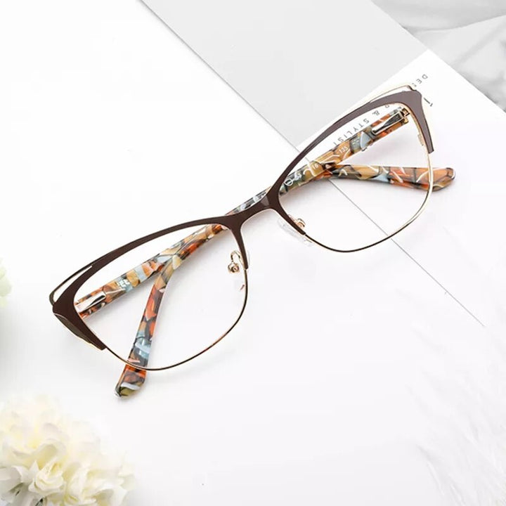 Kansept Women's Full Rim Cat Eye Stainless Steel Acetate Reading Glasses 8805 Reading Glasses Kansept