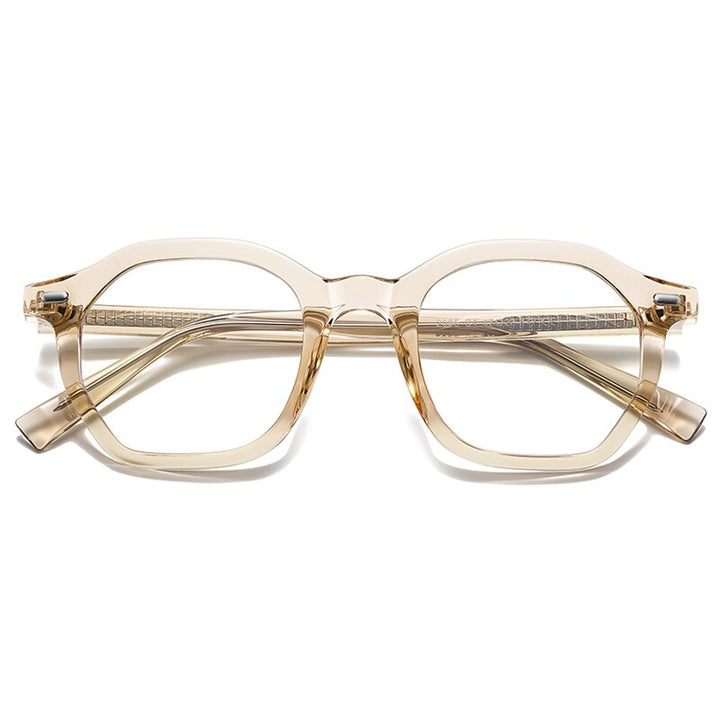 Gmei Unisex Full Rim Small Square Oval Tr 90 Titanium Eyeglasses 2095 Full Rim Gmei Optical C4 Brown