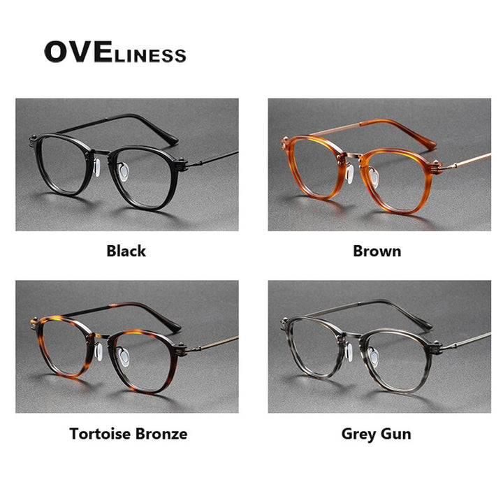 Oveliness Unisex Full Rim Square Screwless Acetate Titanium Eyeglasses 5881 Full Rim Oveliness