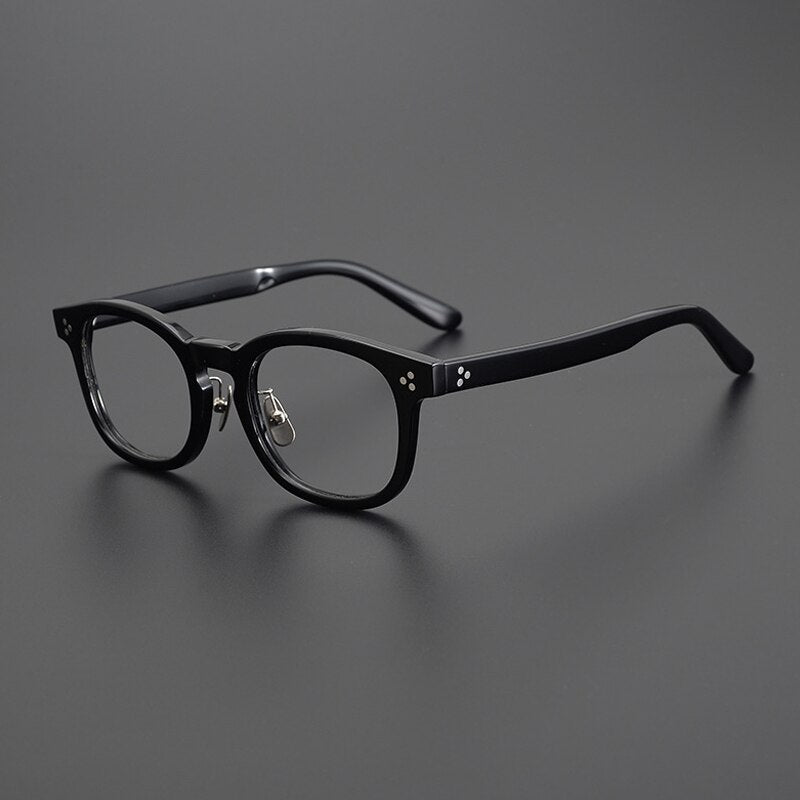 Gatenac Unisex Full Rim Square Acetate Eyeglasses Gxyj1006 Full Rim Gatenac Black