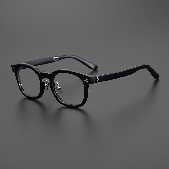 Gatenac Unisex Full Rim Square Acetate Eyeglasses Gxyj1006 Full Rim Gatenac Black