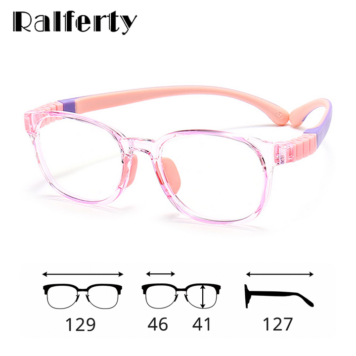 Ralferty Unisex Children's Full Rim Round Square Tr 90 Silicone Eyeglasses M91029 Full Rim Ralferty