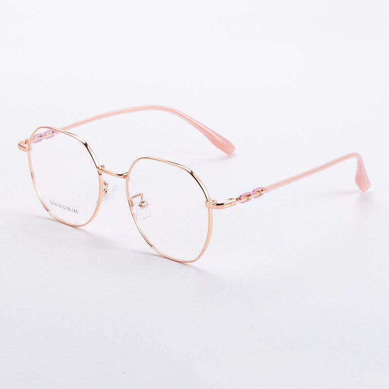 CCspace Unisex Full Rim Polygon Alloy Eyeglasses 55714 Full Rim CCspace RoseGold China