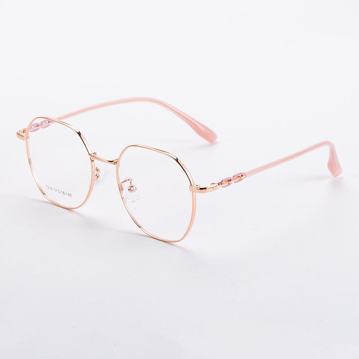 CCspace Unisex Full Rim Polygon Alloy Eyeglasses 55714 Full Rim CCspace RoseGold China
